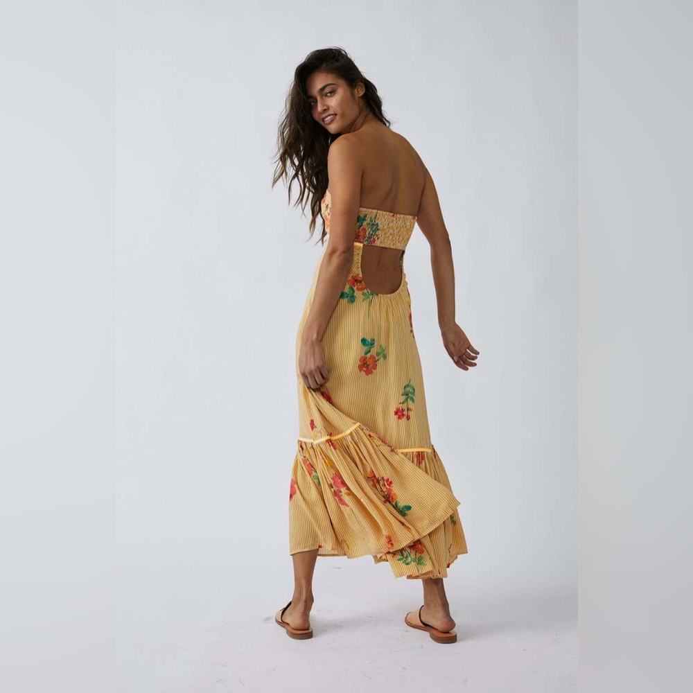 Free People Yellow Floral Midi Dress - Picture 2 of 5